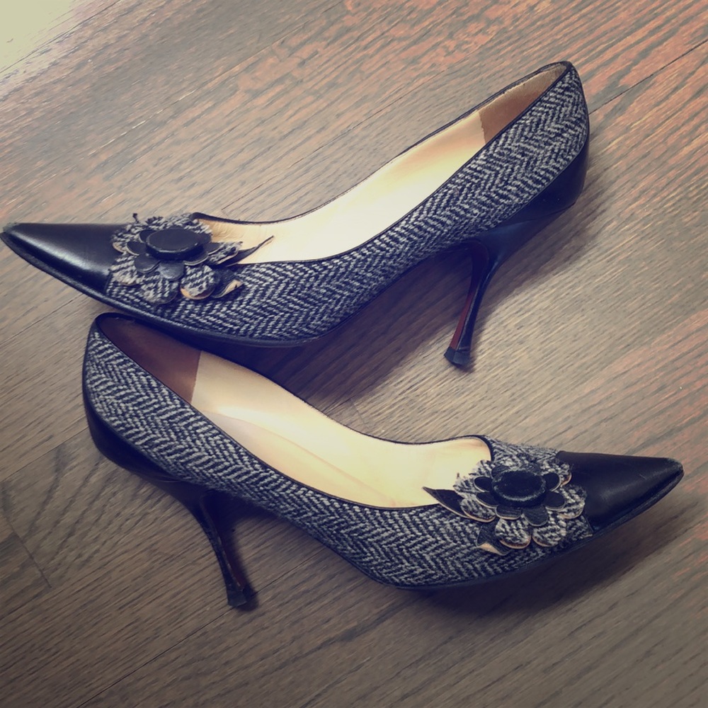 Moschino Tweed heels with leather accents